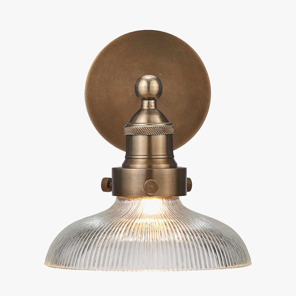 Bowery Ribbed Glass with Antique Brass Fitting Wall Light