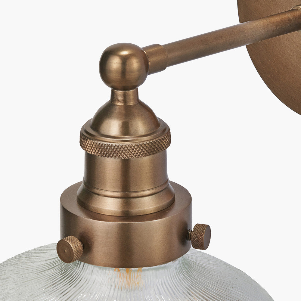 Bowery Ribbed Glass with Antique Brass Fitting Wall Light