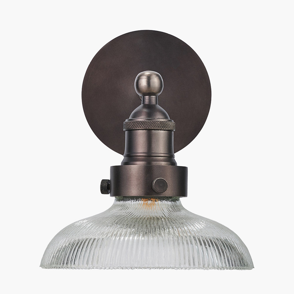 Bowery Ribbed Glass with Antique Bronze Fitting Wall Light