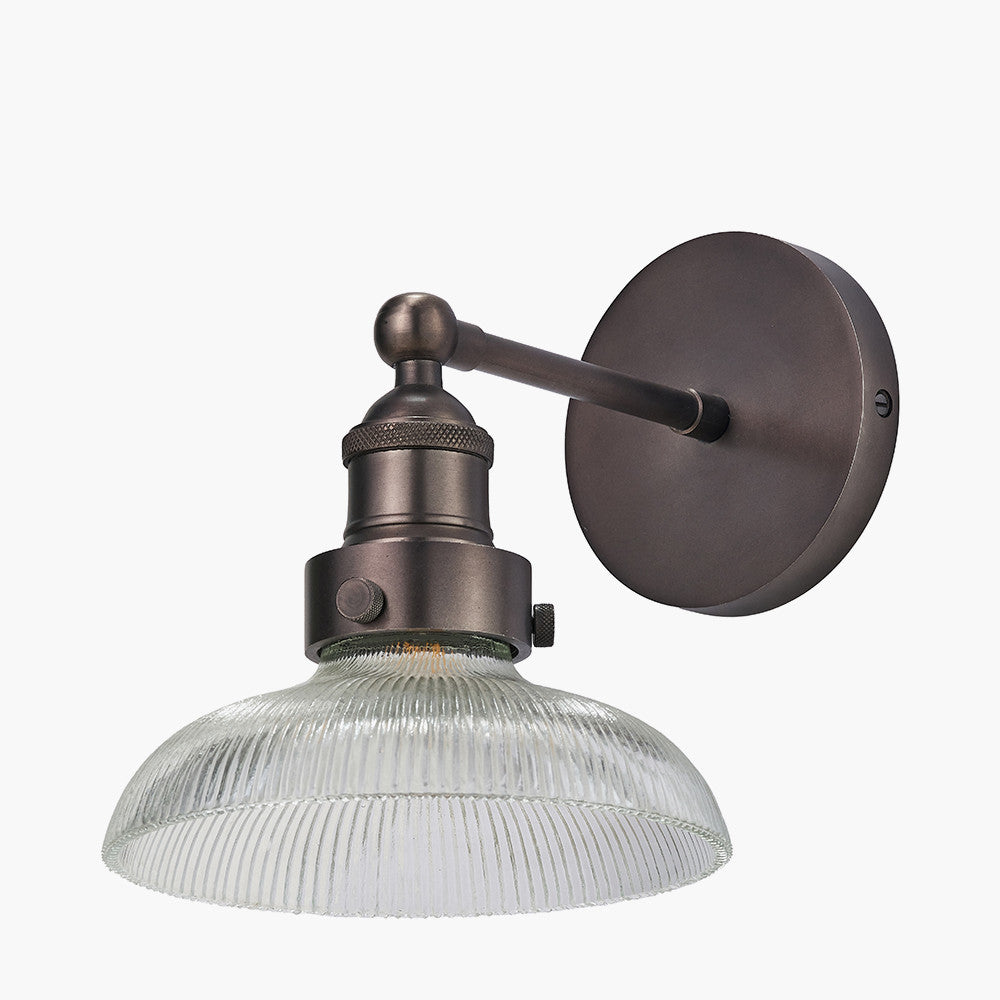 Bowery Ribbed Glass with Antique Bronze Fitting Wall Light