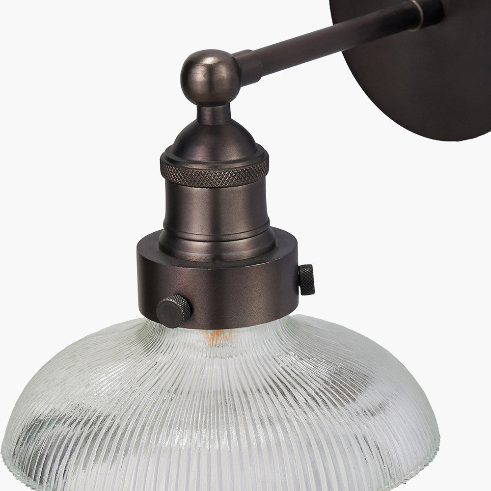 Bowery Ribbed Glass with Antique Bronze Fitting Wall Light