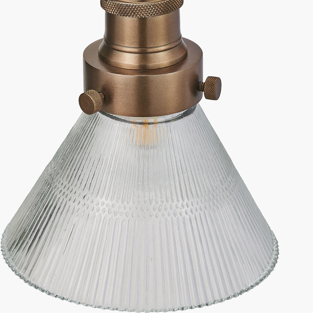 Lenox Conical Ribbed Glass with Antique Brass Fitting Wall Light