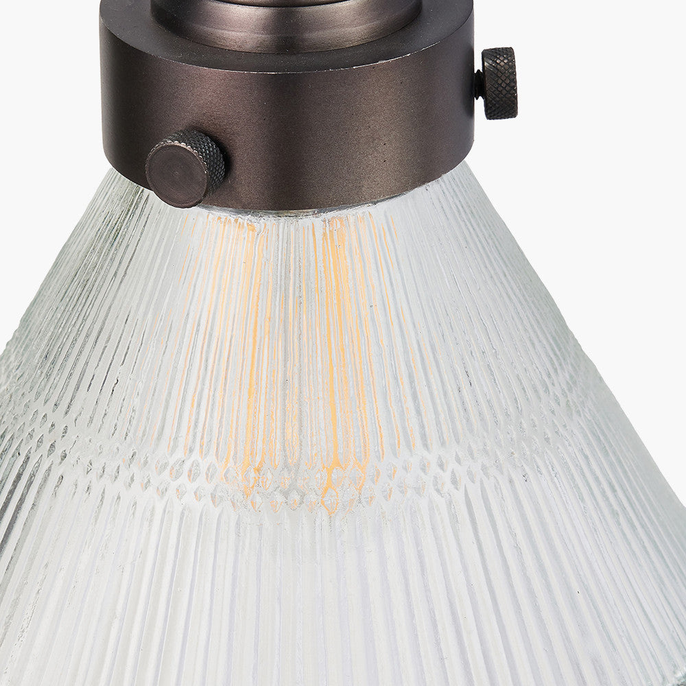 Lenox Conical Ribbed Glass with Antique Bronze Fitting Wall Light