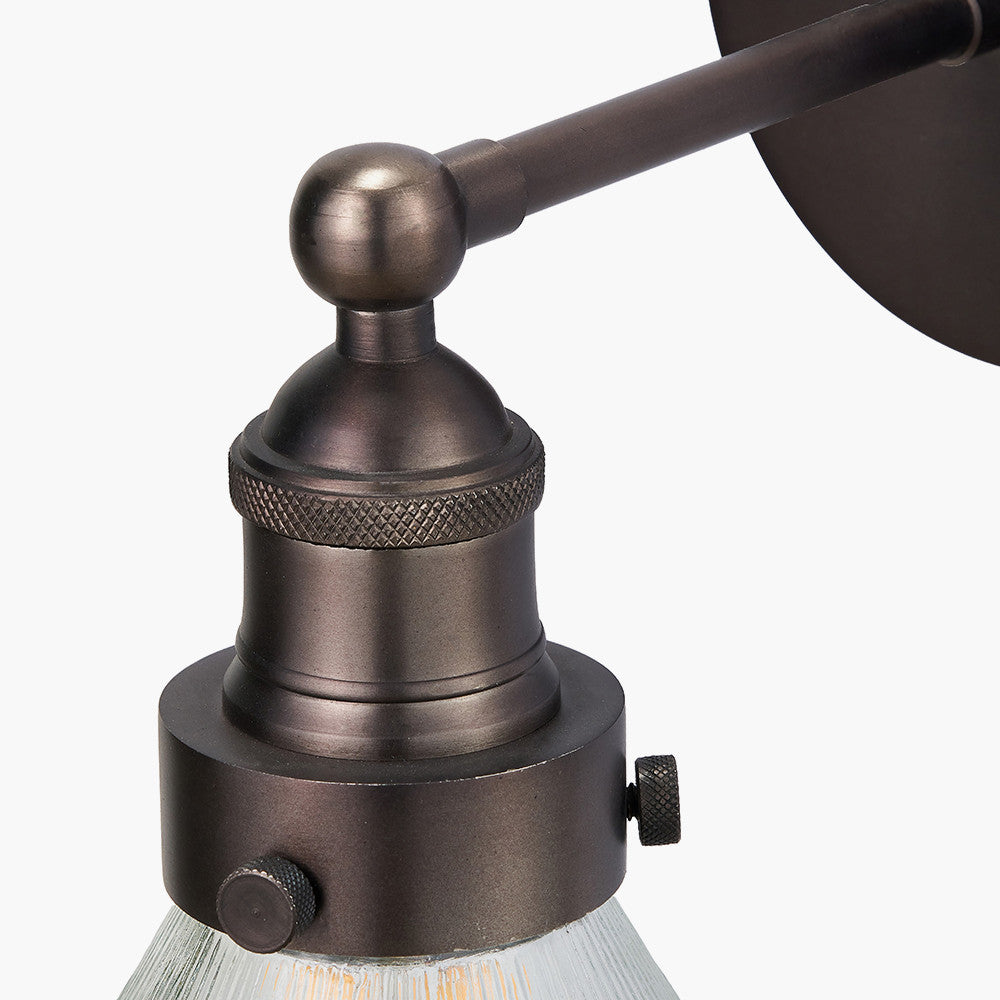 Lenox Conical Ribbed Glass with Antique Bronze Fitting Wall Light