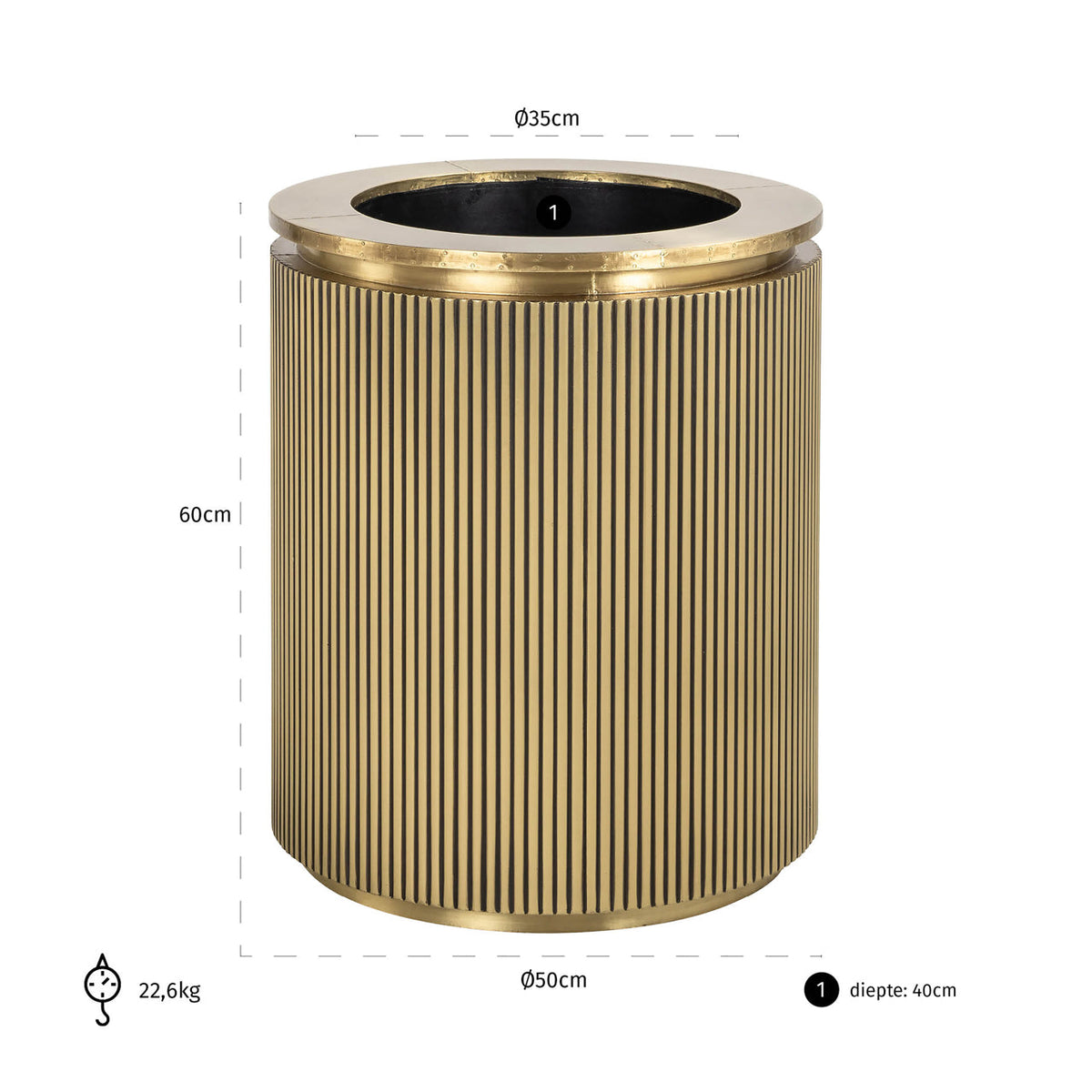 Planter Ironville brushed gold 50Ø