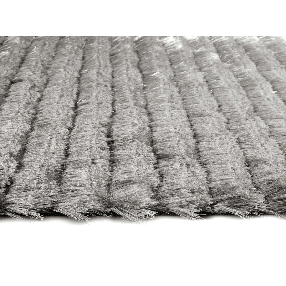 Carved Glamour Silver Grey Shaggy Rug