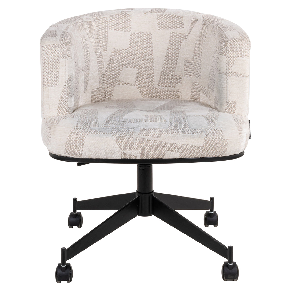 Dining chair Rochenne beige graffic swivel on wheels