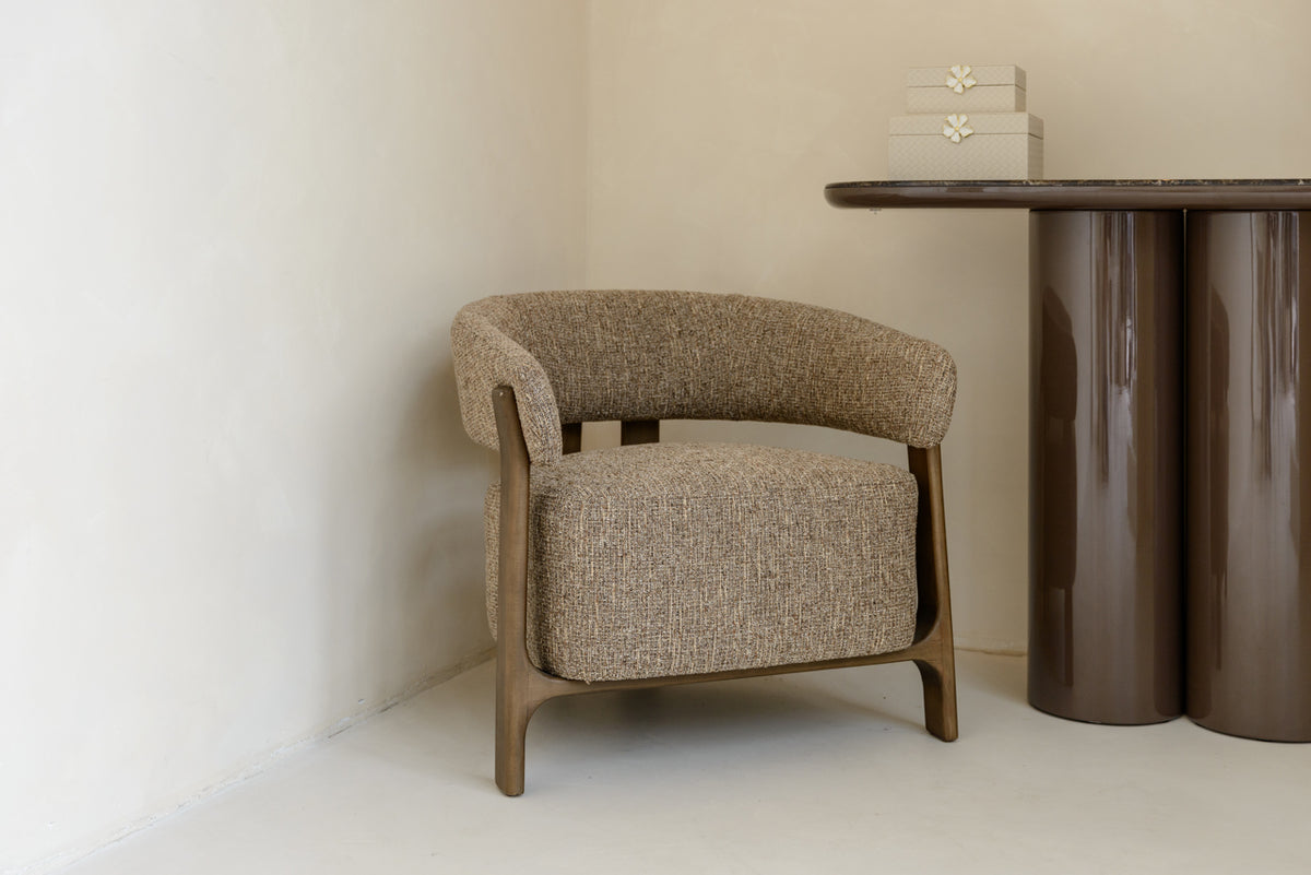 Lounge chair Dalara brown tweed