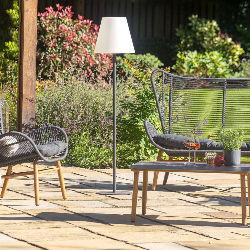 Grey Metal Outdoor Floor Lamp