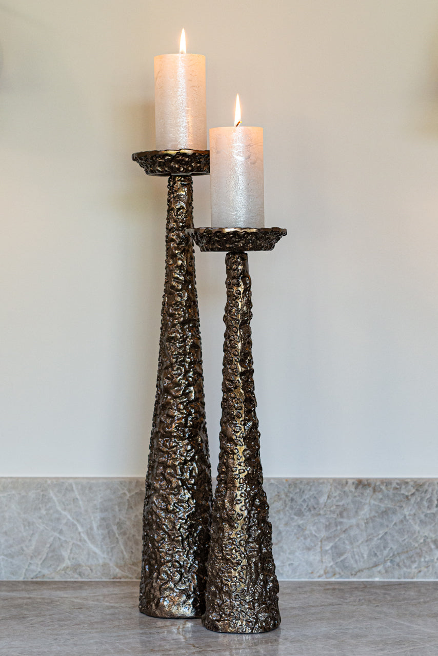 Candle holder Moan brushed gold large