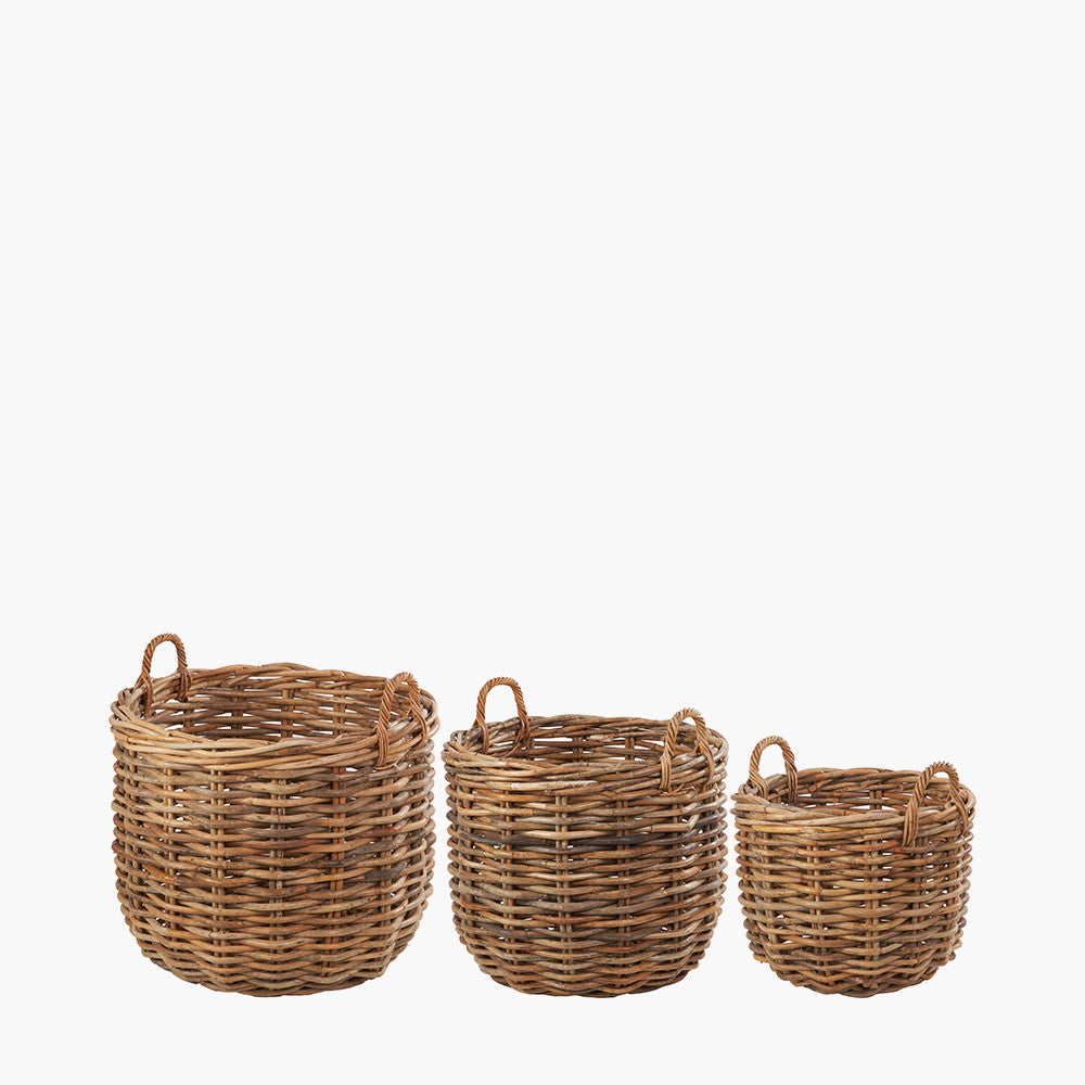 Tobs S/3 Chunky Rattan Round Logs Baskets