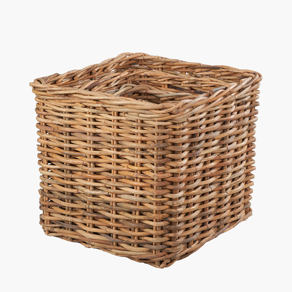 Tobs S/3 Chunky Natural Rattan Square Log Baskets
