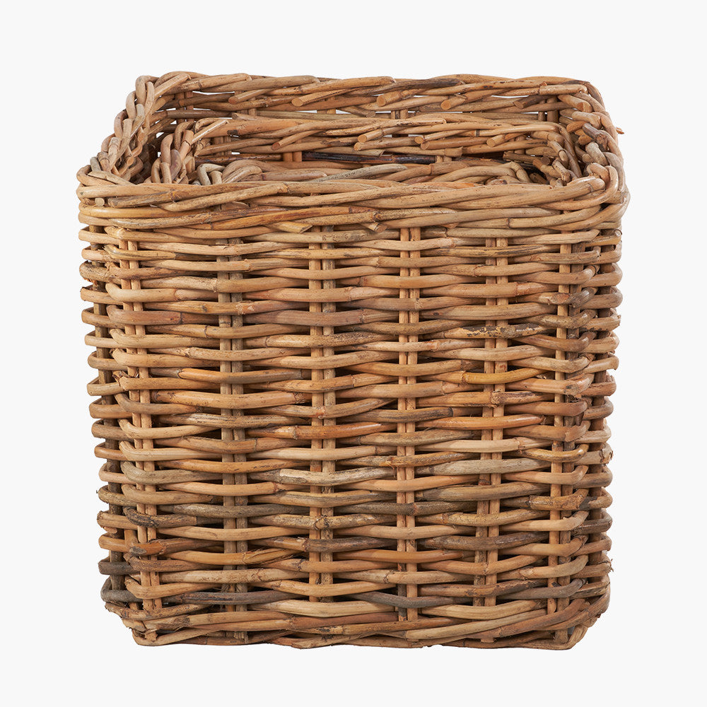 Tobs S/3 Chunky Natural Rattan Square Log Baskets