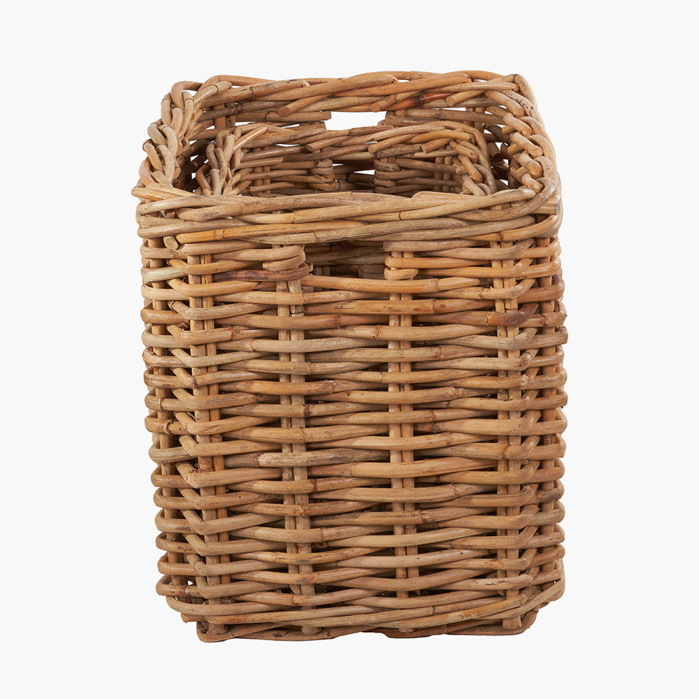 Tobs S/2 Chunky Natural Rattan Square Log Baskets