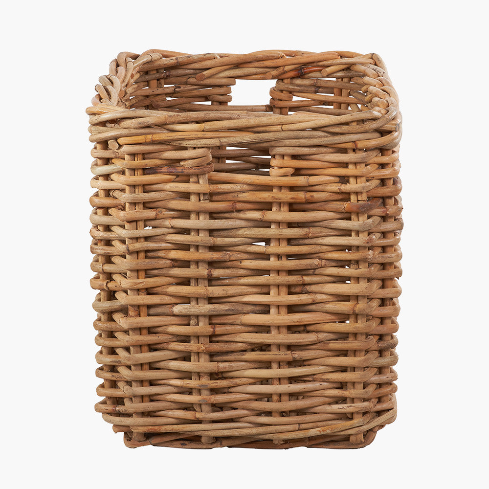 Tobs S/2 Chunky Natural Rattan Square Log Baskets