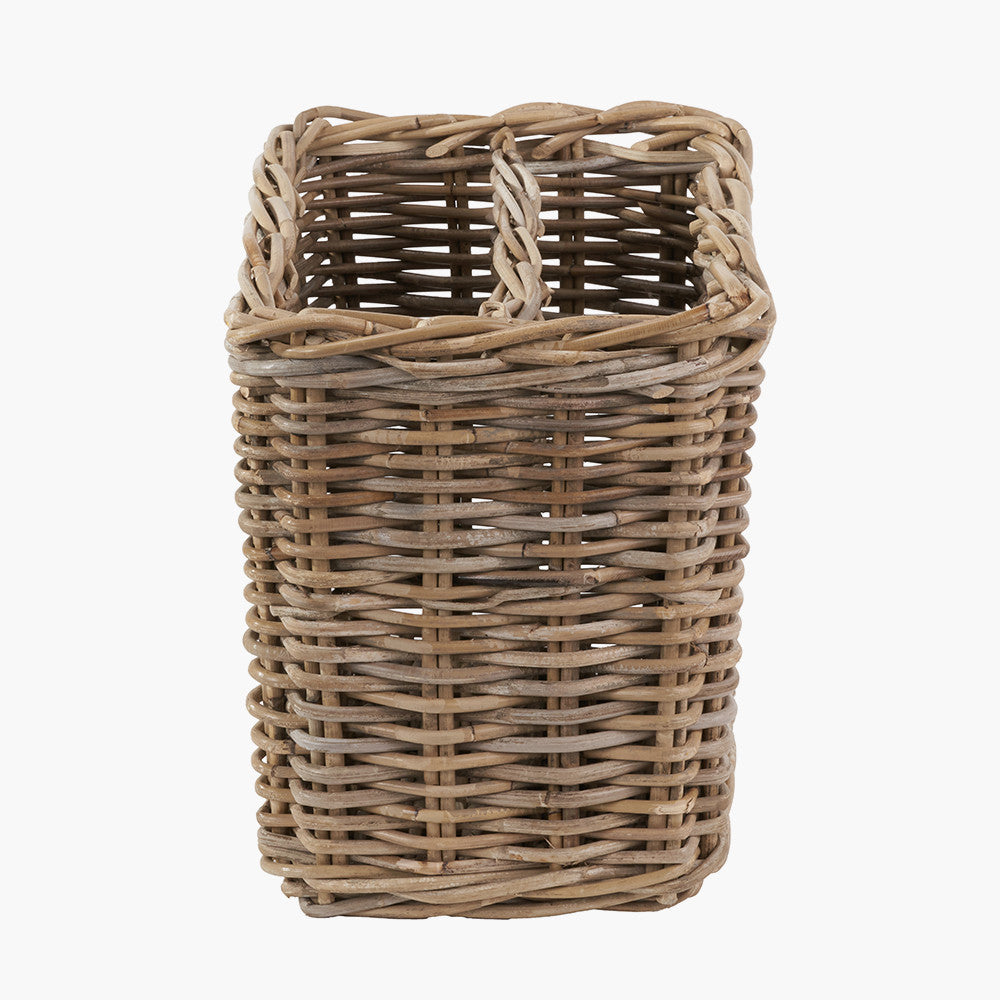 Tobs Grey Kubu Rattan Magazine Basket