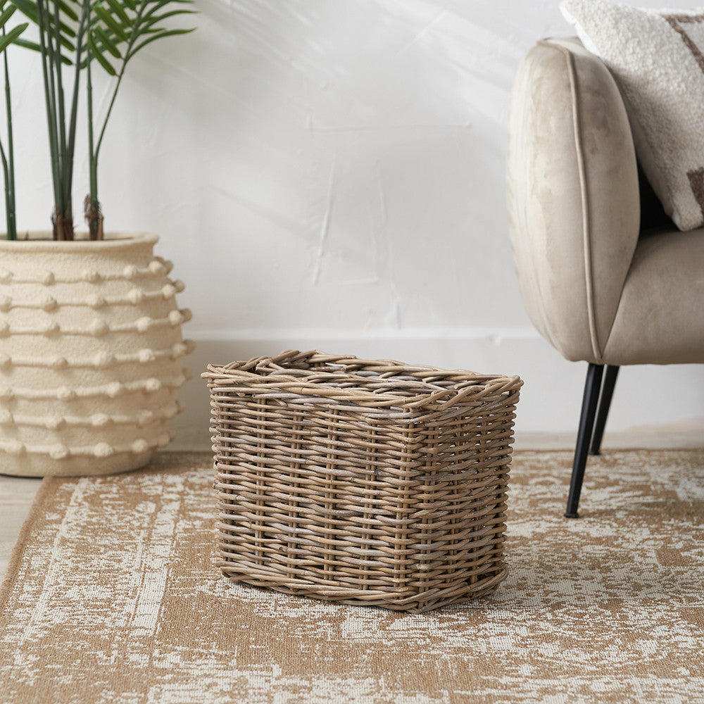 Tobs Grey Kubu Rattan Magazine Basket
