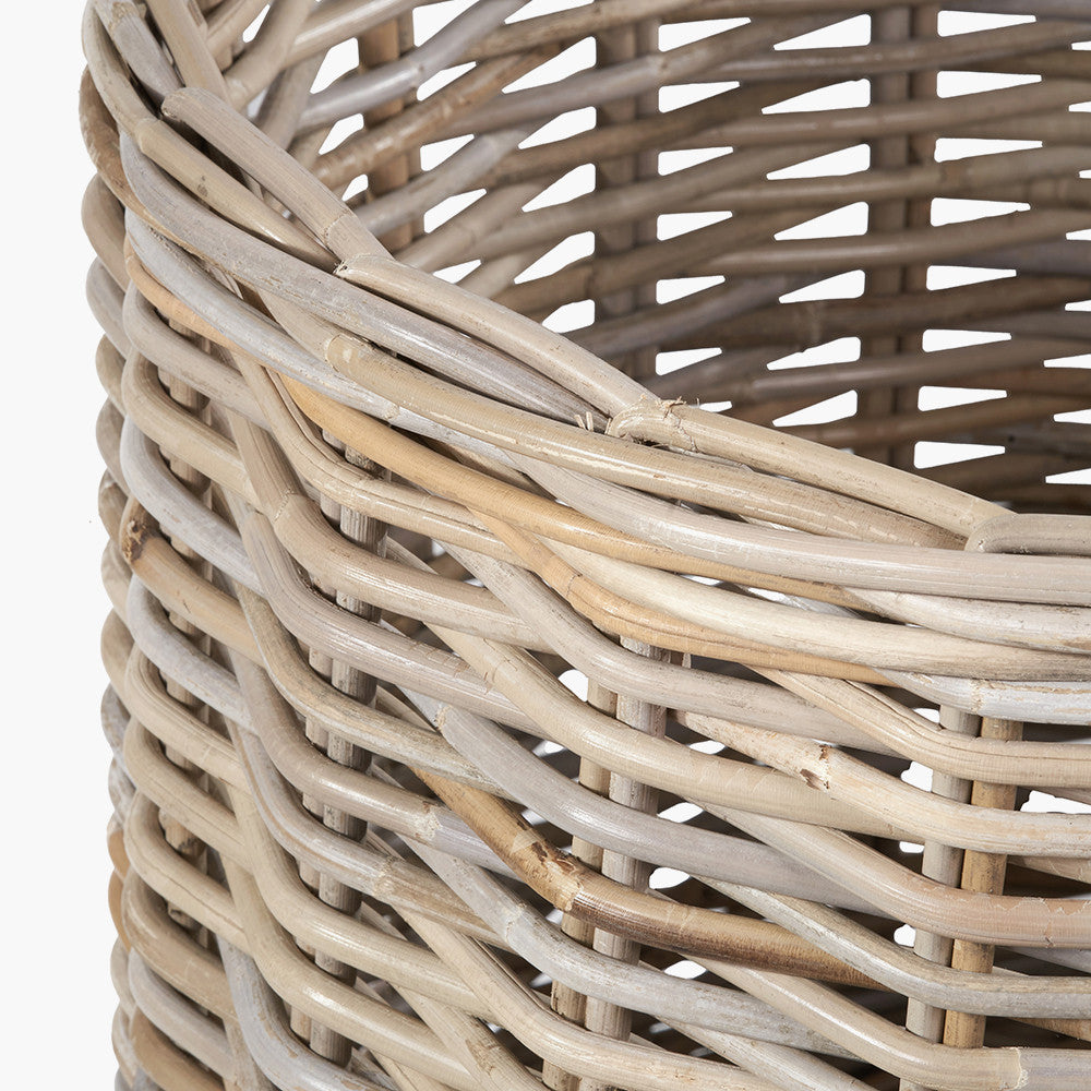 Tobs S/4 Grey Kubu Rattan Round Log Baskets
