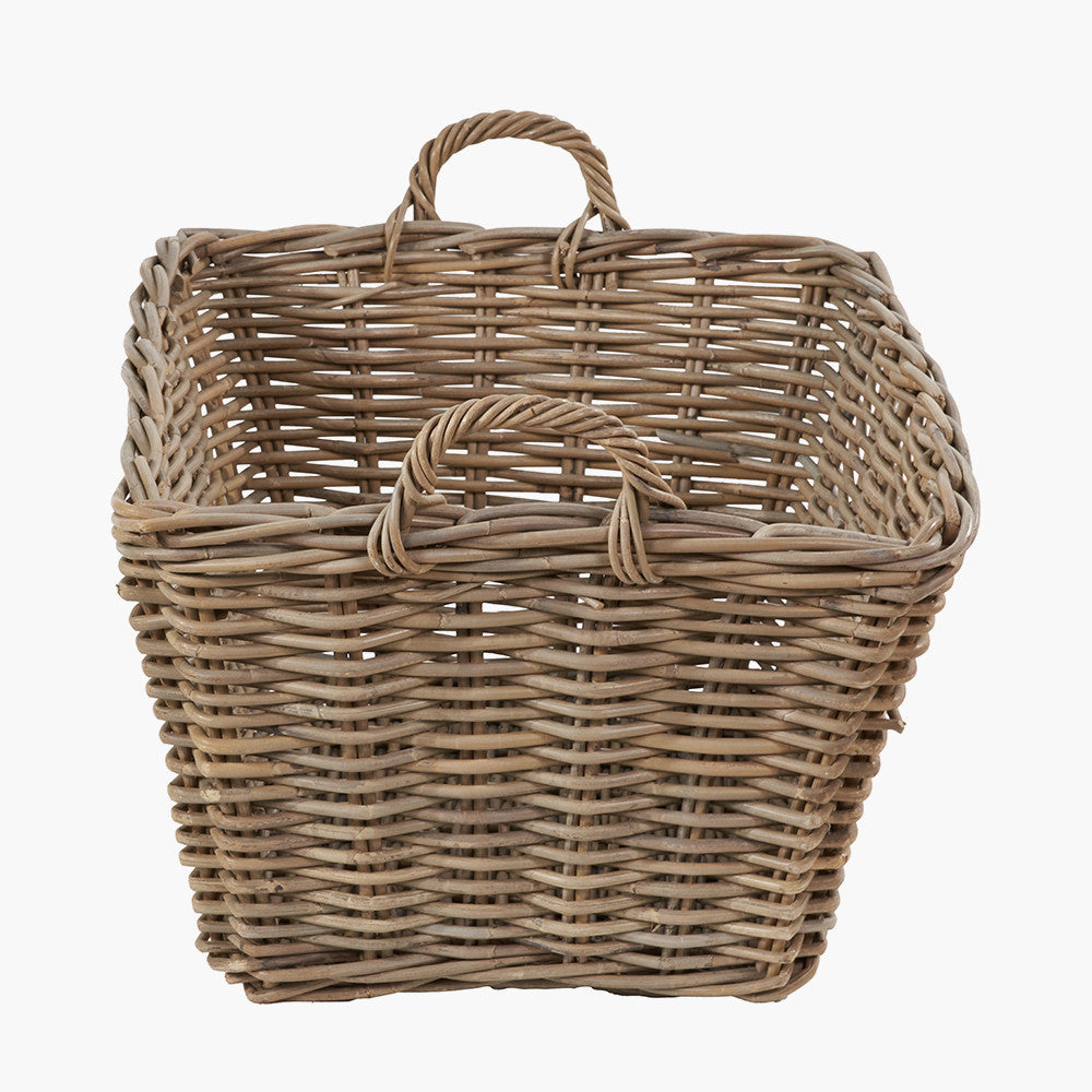Tobs Grey Kubu Rattan Rectangular Storage Basket Large