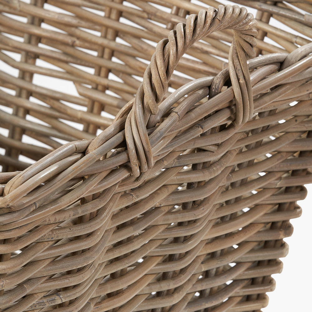 Tobs Grey Kubu Rattan Rectangular Storage Basket Large