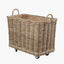 Tobs S/2 Grey Kubu Rattan Rectangular Wheeled Logs Baskets