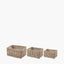 Tobs S/3 Grey Kubu Rattan Rectangular Storage Baskets with Inset Handles