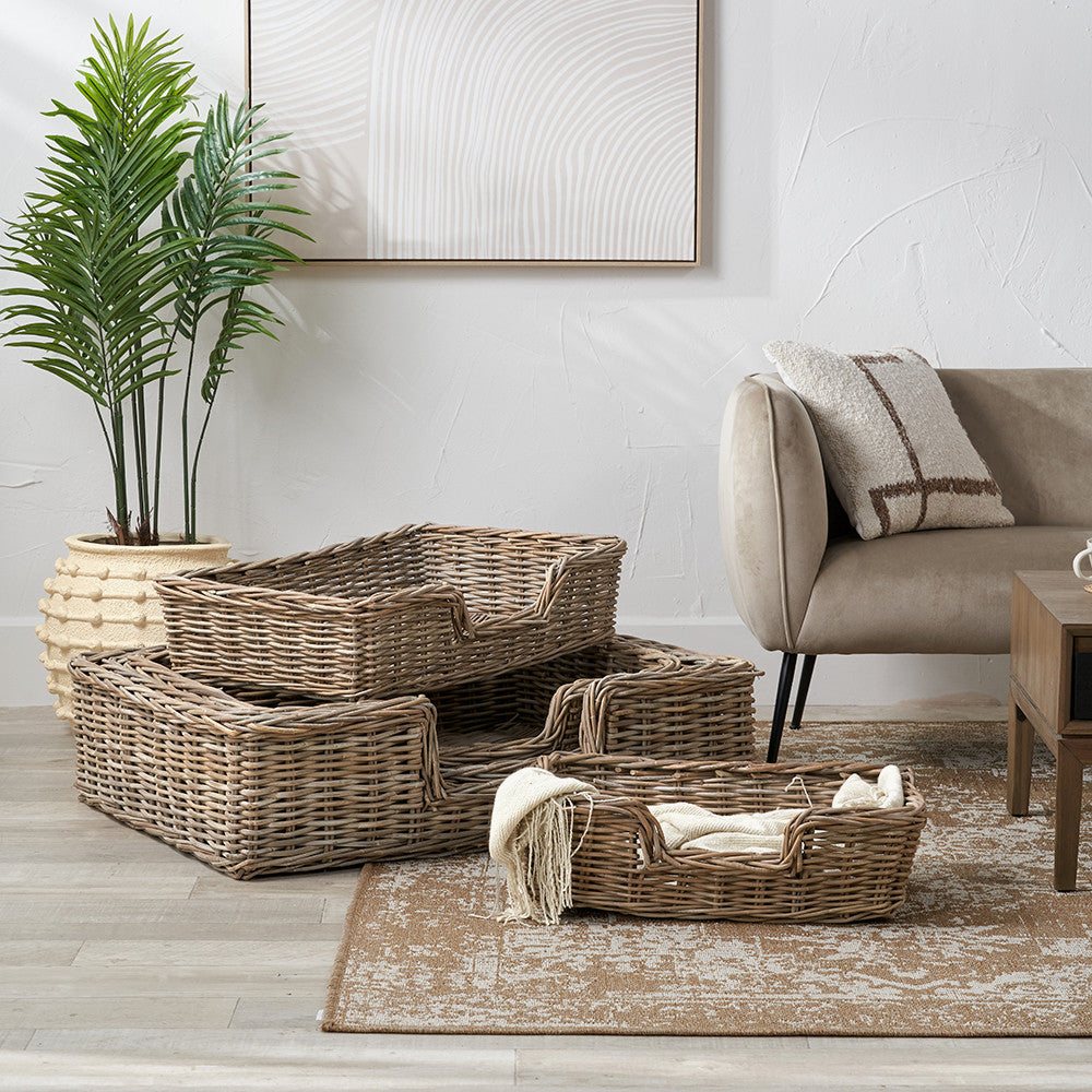 Tobs S/5 Grey Kubu Rattan Basket Dog Beds