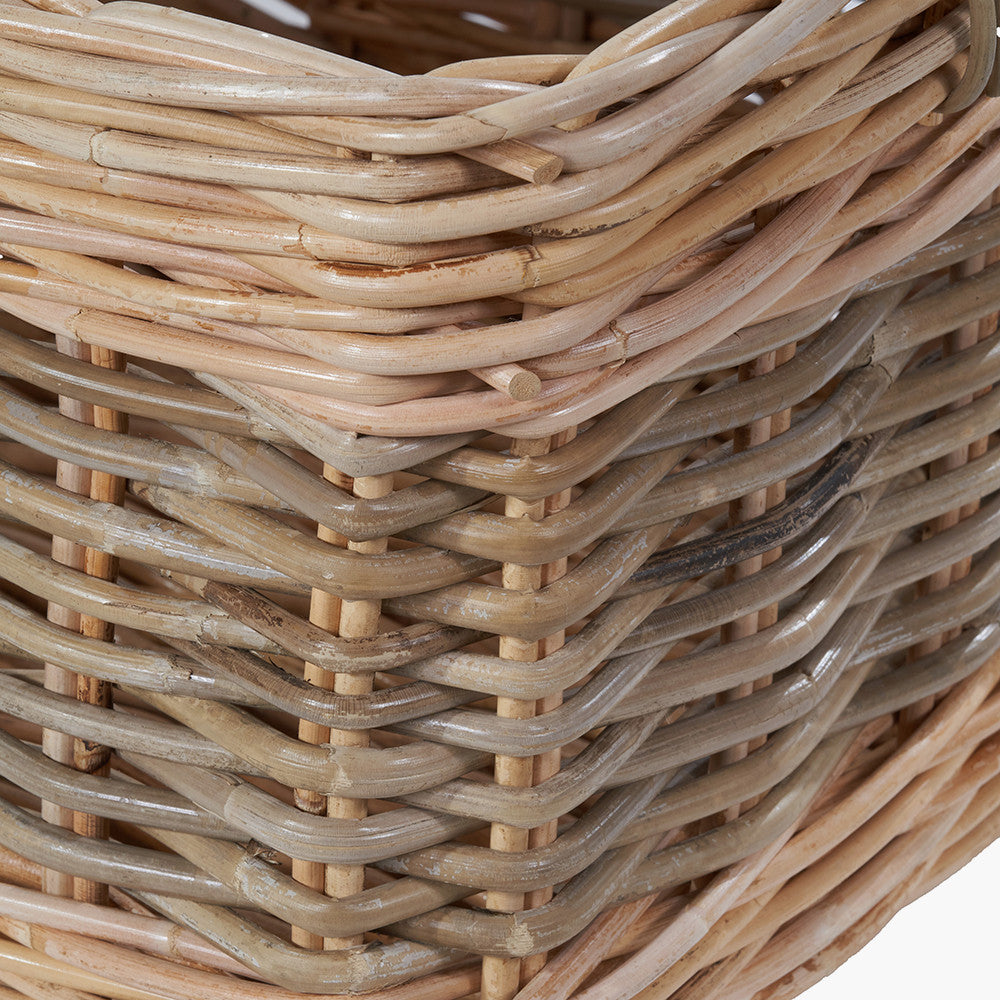 Tobs S/4 Grey and White Kubu Rattan Rectangular Storage Baskets