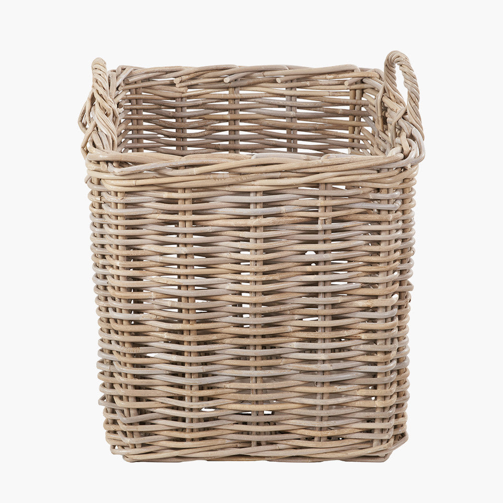Tobs S/2 Grey Rattan Square Log Baskets