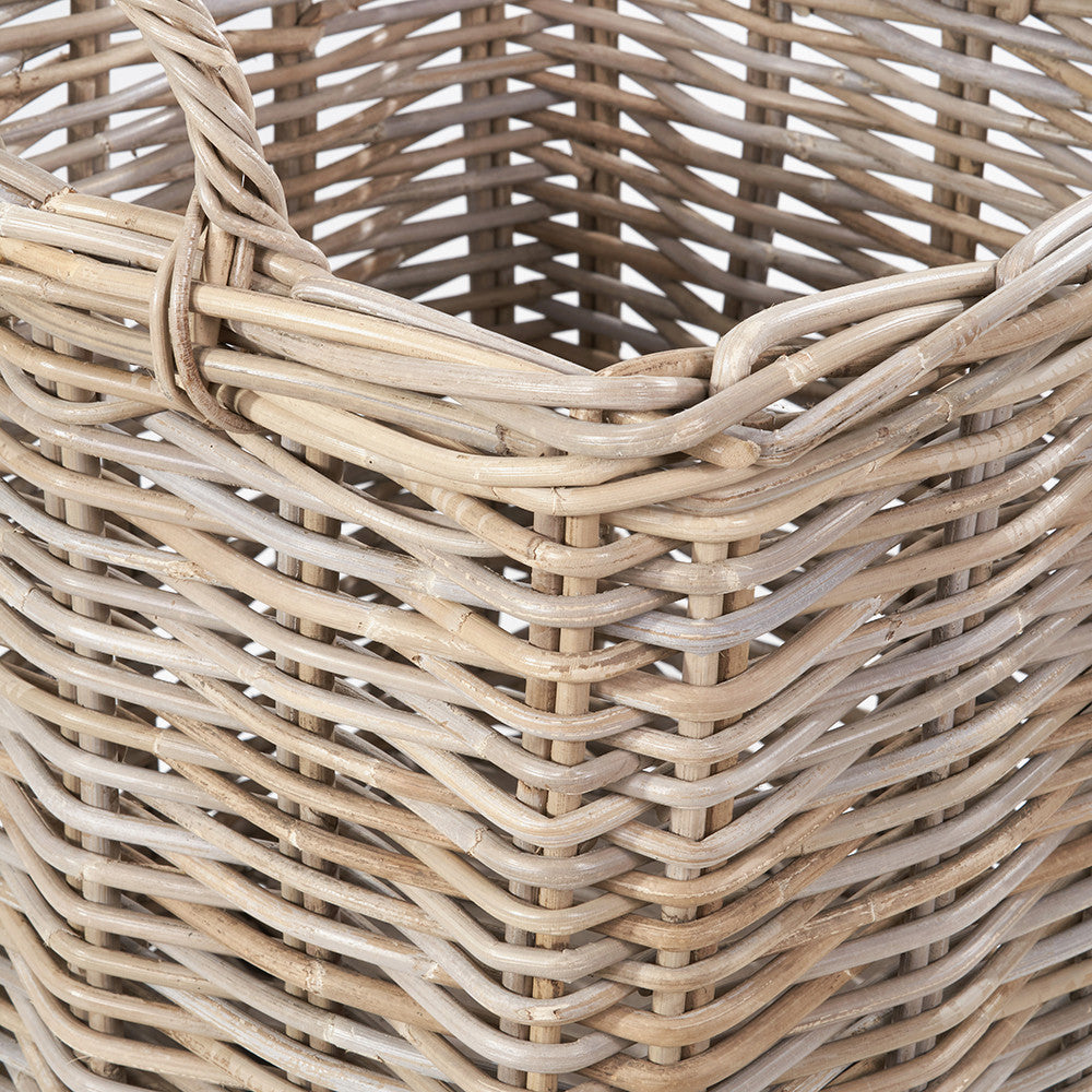 Tobs S/2 Grey Rattan Square Log Baskets