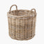 Tobs S/2 Grey Rattan Round Log Baskets