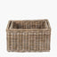 Tobs S/2 Grey Kubu Rattan Rectangular Storage Baskets with Inset Handles
