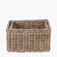 Tobs S/2 Grey Kubu Rattan Rectangular Storage Baskets with Inset Handles