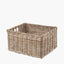 Tobs S/2 Grey Kubu Rattan Rectangular Storage Baskets with Inset Handles