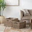 Tobs S/2 Grey Kubu Rattan Rectangular Storage Baskets with Inset Handles