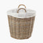 Tobs Grey Kubu Rattan Lined Round Basket