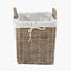 Tobs S/2 Grey Kubu Rattan Lined Square Log Baskets