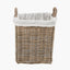 Tobs S/2 Grey Kubu Rattan Lined Square Log Baskets