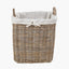 Tobs S/2 Grey Kubu Rattan Lined Square Log Baskets
