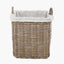 Tobs S/2 Grey Kubu Rattan Lined Square Log Baskets