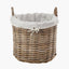 Tobs S/2 Grey Kubu Rattan Lined Round Log Baskets