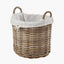 Tobs S/2 Grey Kubu Rattan Lined Round Log Baskets