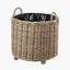 Tobs S/3 Indoor Outdoor Grey Kubu Rattan Round Basket Planters with Handles