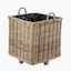 Tobs S/3 Indoor Outdoor Grey Kubu Rattan Square Basket Planters with Handles