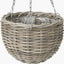 Tobs Indoor Outdoor Grey Kubu Rattan Round Hanging Basket - Large