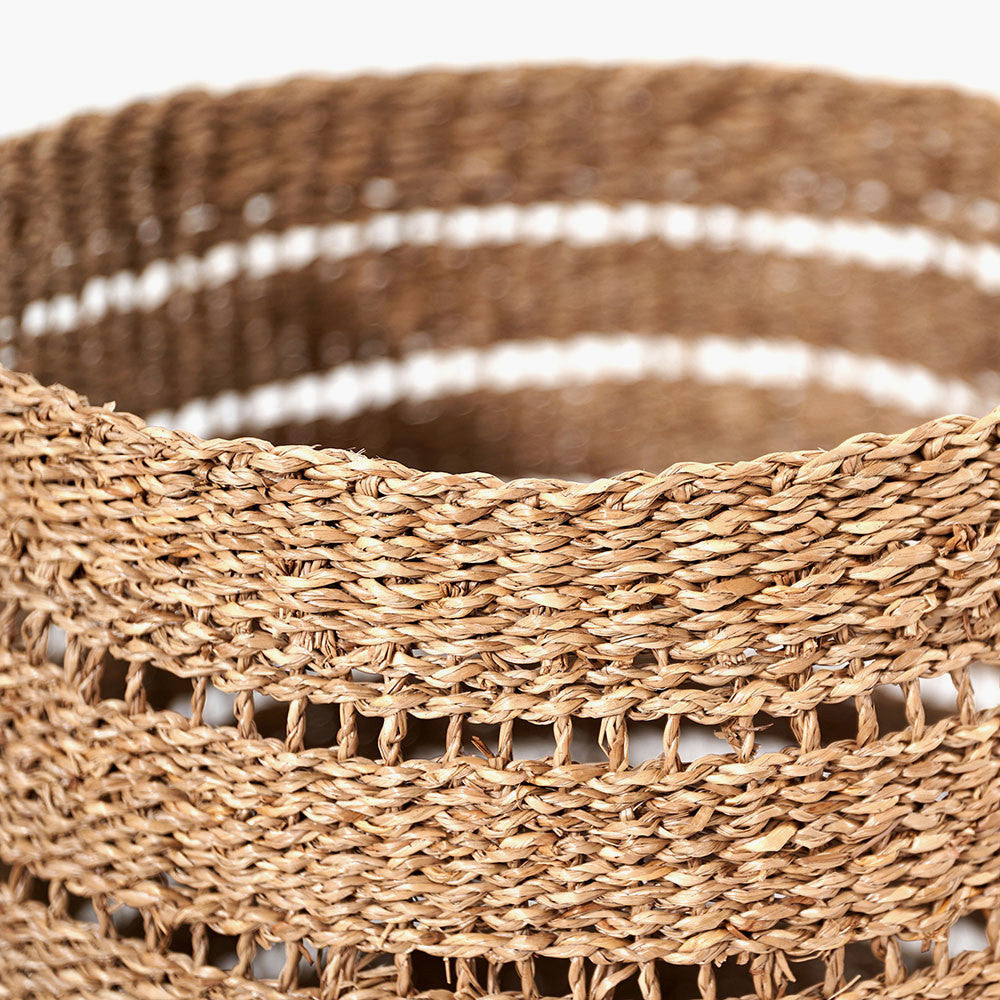 Woven Natural Seagrass S/3 Round Baskets