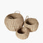 S/3 Woven Striped Natural Seagrass and Palm Leaf Round Baskets