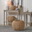 S/3 Woven Striped Natural Seagrass and Palm Leaf Round Baskets