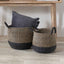 S/2 Seagrass Natural and Black Round Handled Baskets