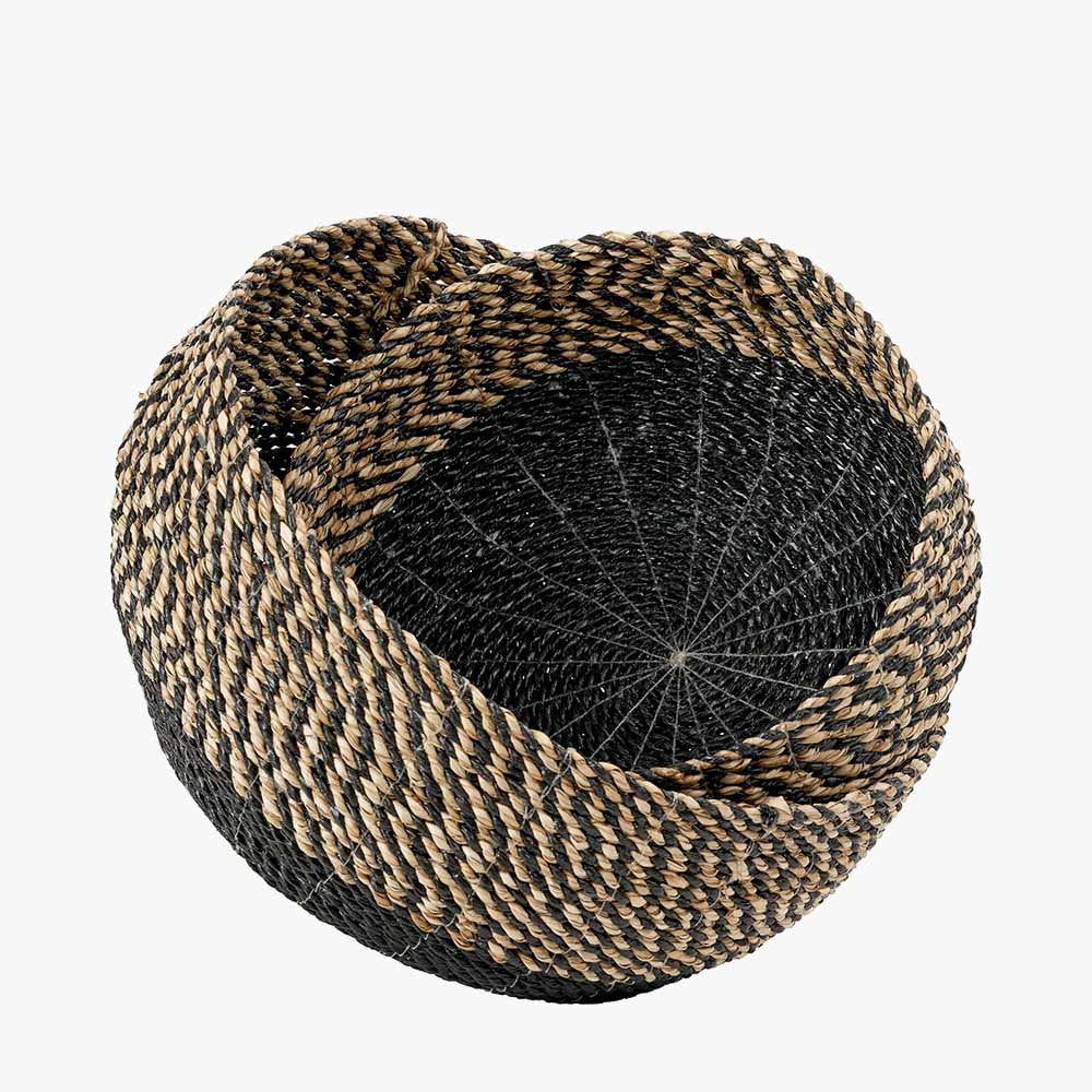 S/2 Seagrass Natural and Black Round Baskets
